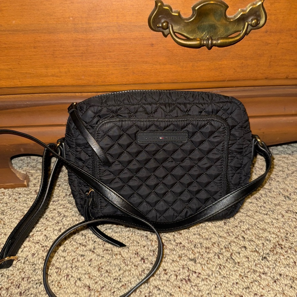 Tommy Hilfiger Black Quilted Crossbody Bag